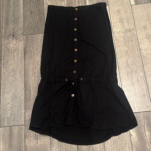 XCVI Black Button-Front Midi Skirt